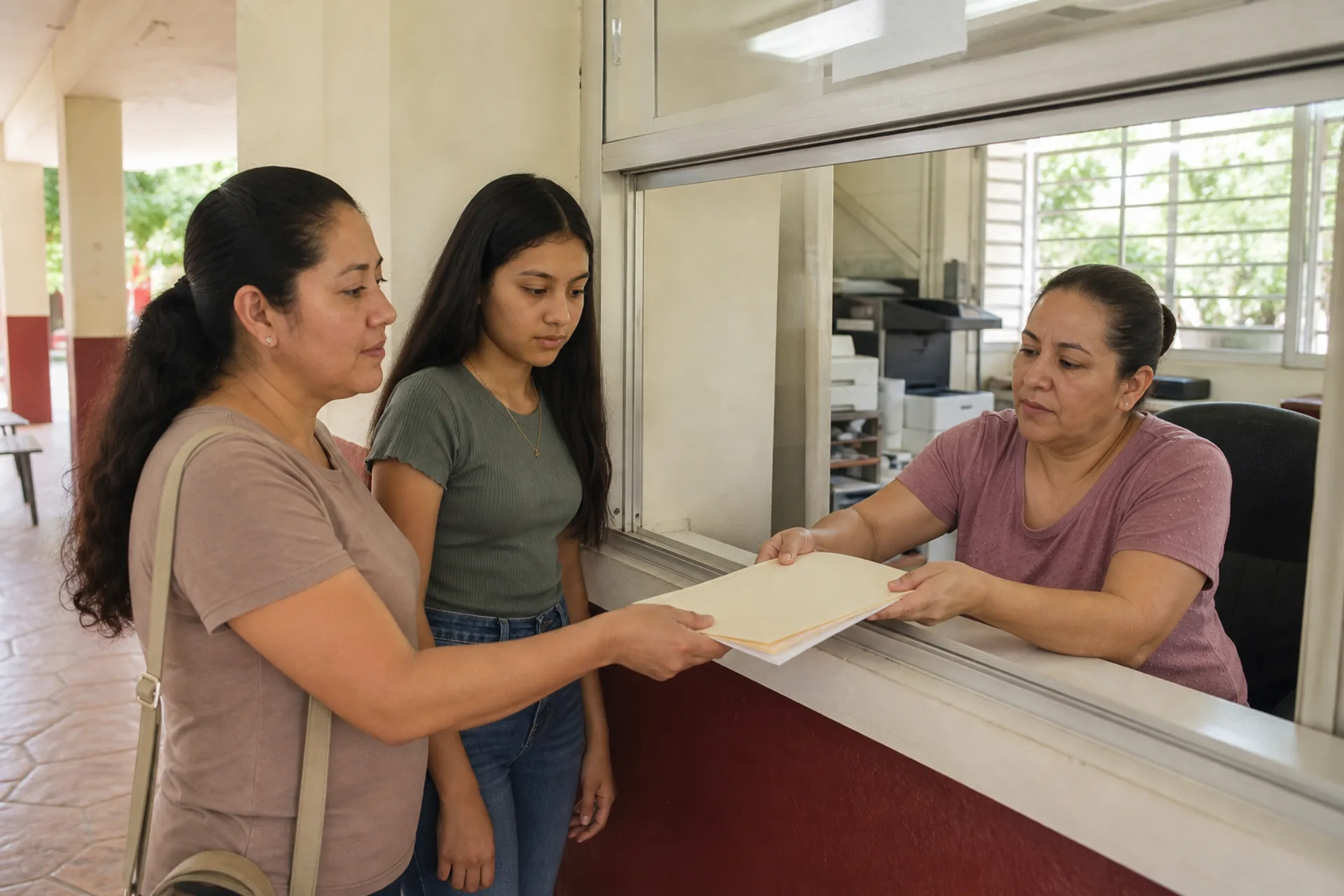 Entrega de documentos en la ventanilla de control escolar